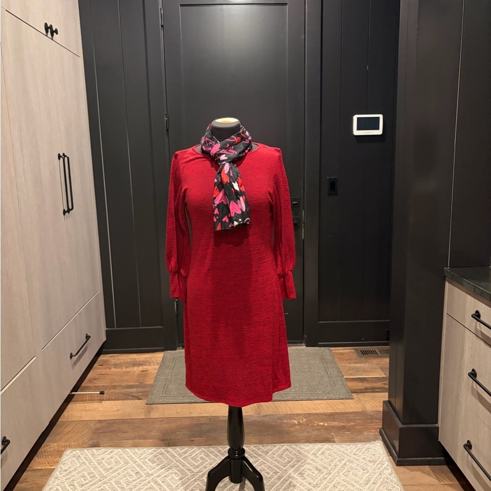 Tiana B. Red Knit Shift Dress | Size S–M